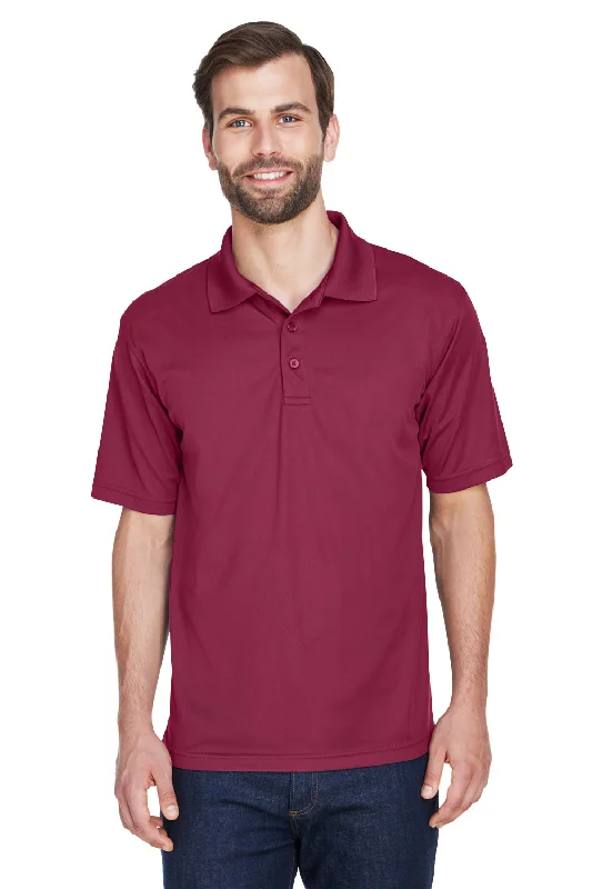 UltraClub Mens Cool & Dry Moisture Wicking Short Sleeve Polo Shirt - Maroon