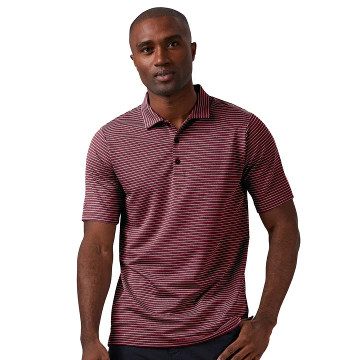 Antigua: Men's Essentials Polo - Cabernet Heather/White Esteem 104576